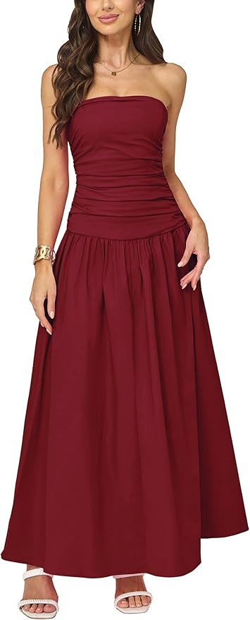 Yulaviniee Women's Strapless Tube Top Corset Maxi Dress for Wedding Guest, Elegant Party Dress | Amazon (US)