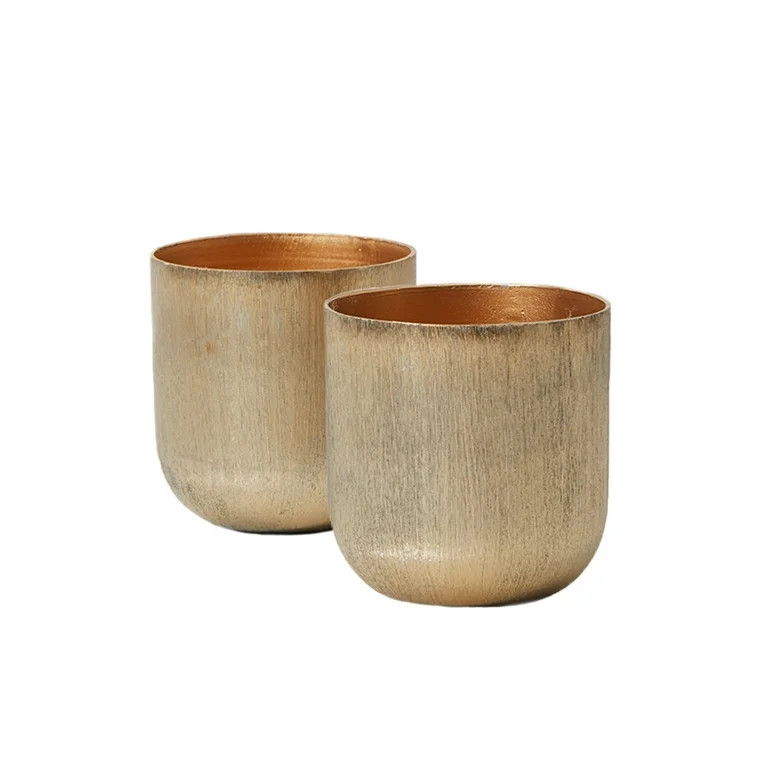 Serene Spaces Living Set of 2 Brushed-Gold Vases - Walmart.com | Walmart (US)