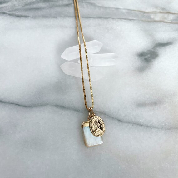 Pearl & Saint Christopher Gold Filled Necklace | Etsy | Etsy (US)