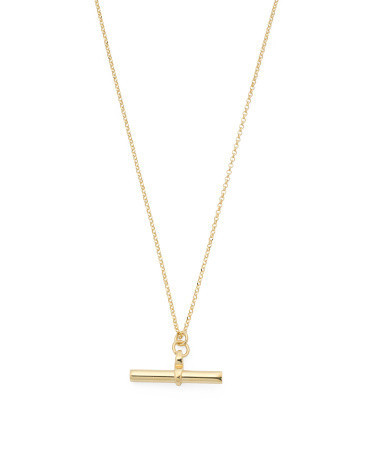 18Kt Gold Plated Sterling Silver T Bar Necklace | TJ Maxx