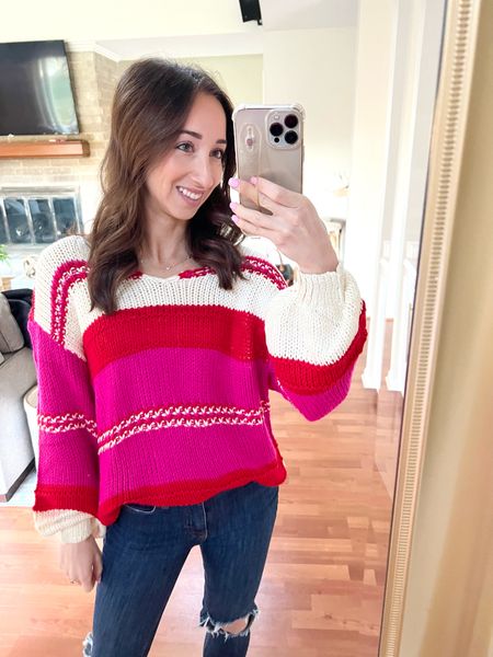 Hanging out with my galentines today and found the perfect Valentine’s Day outfit in this pink and red sweater  

#LTKunder50 #LTKSeasonal