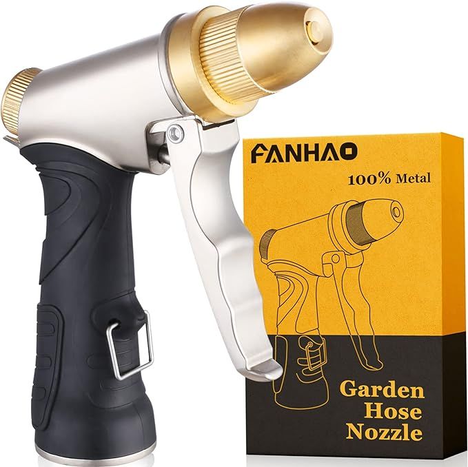 FANHAO Garden Hose Nozzle, 100% Heavy Duty Metal Spray Nozzle High Pressure Water Nozzle with 4 P... | Amazon (US)
