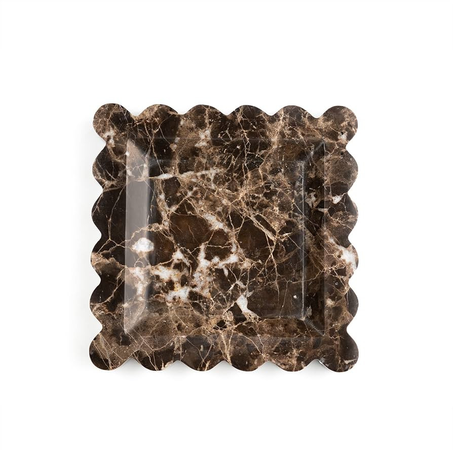 Ceremony Home Scalloped Emperador Marble Catch All Jewelry Tray | Amazon (US)