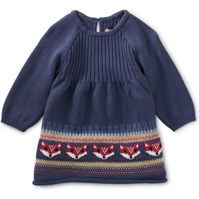 Tea Collection | Fair Isle Baby Sweater Dress, Triumph (Blue, Size 3-6M) | Maisonette | Maisonette