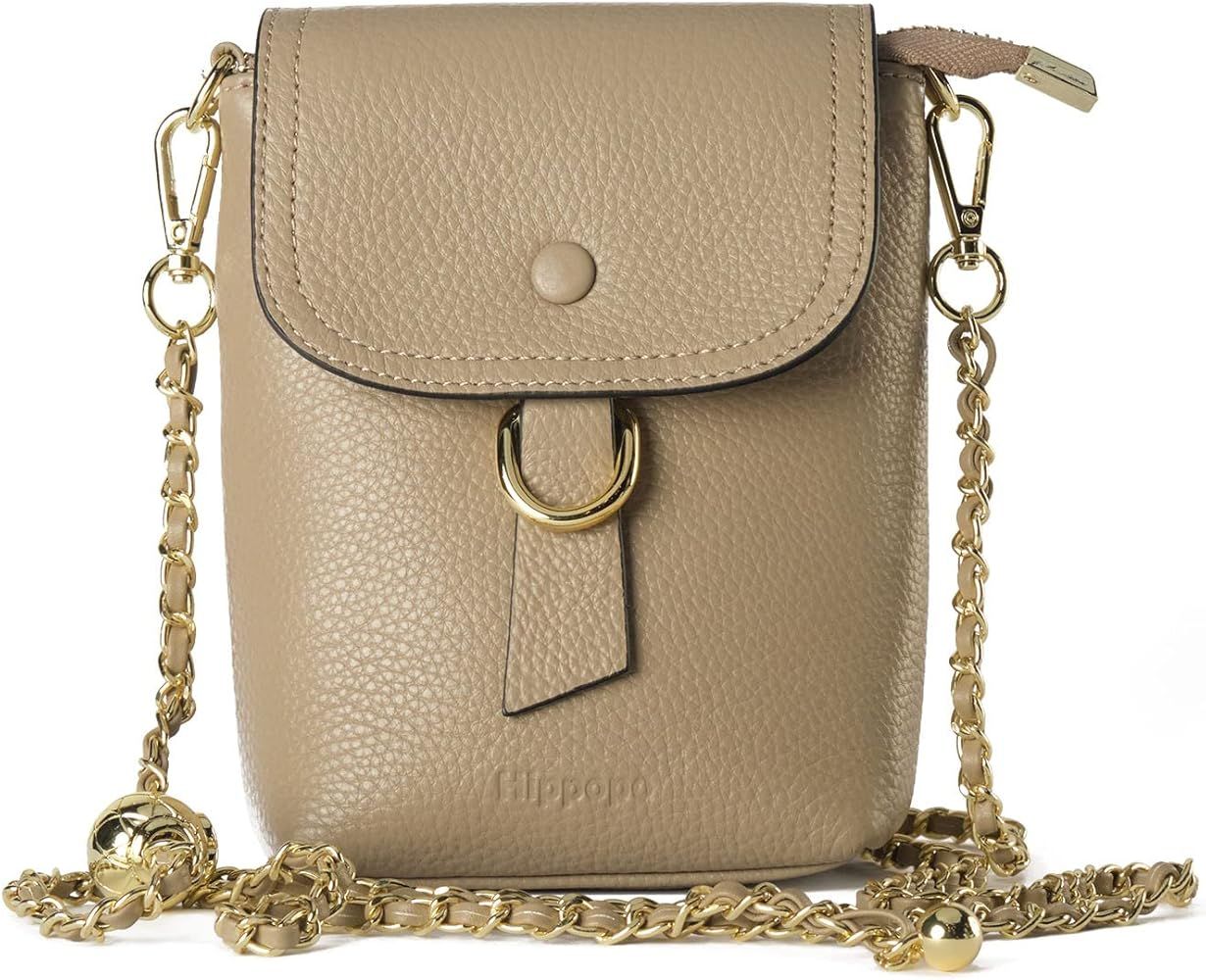 Hippopo Genuine Leather Ball Chain Strap Crossbody Bag | Amazon (US)