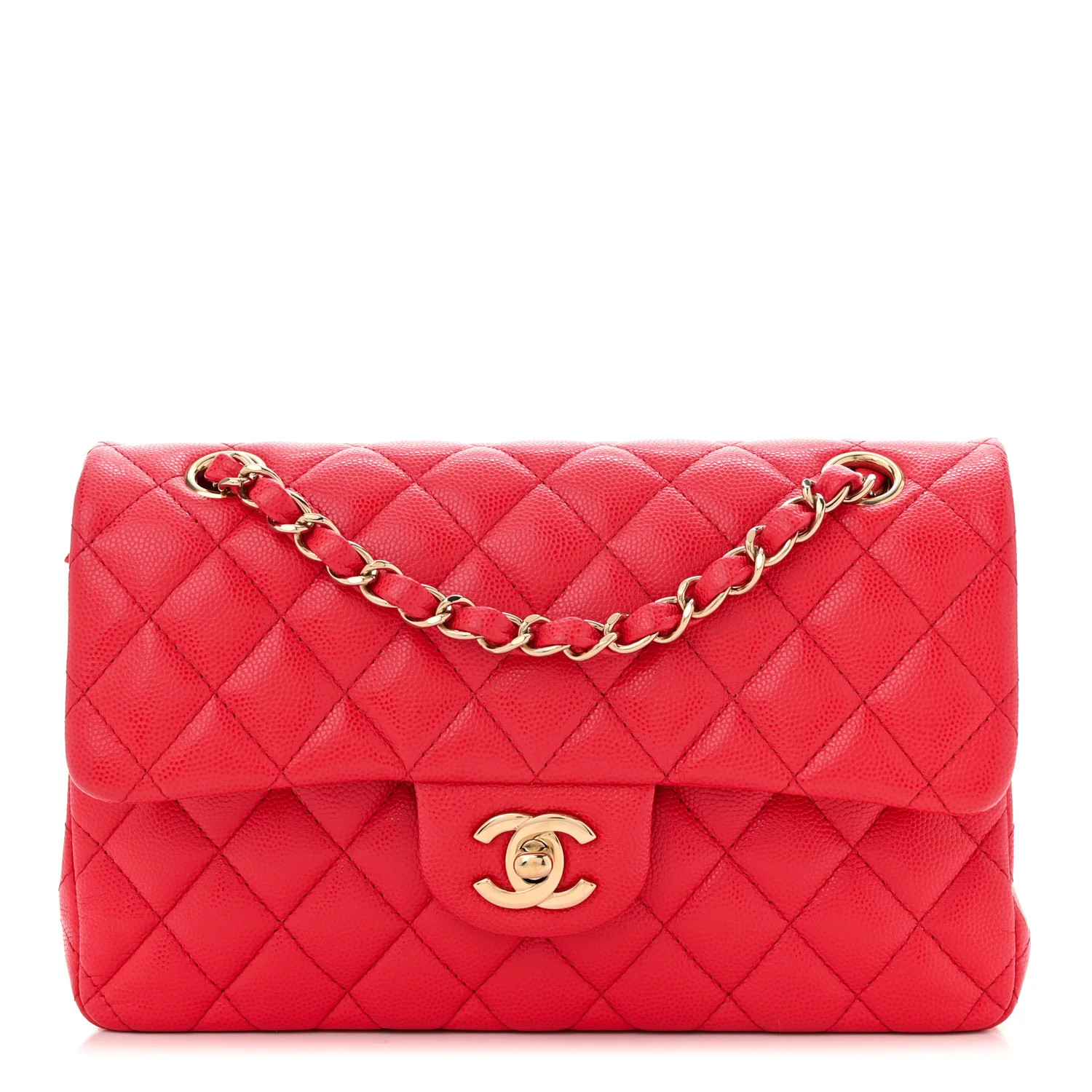 Caviar Quilted Small Double Flap Red | FASHIONPHILE (US)