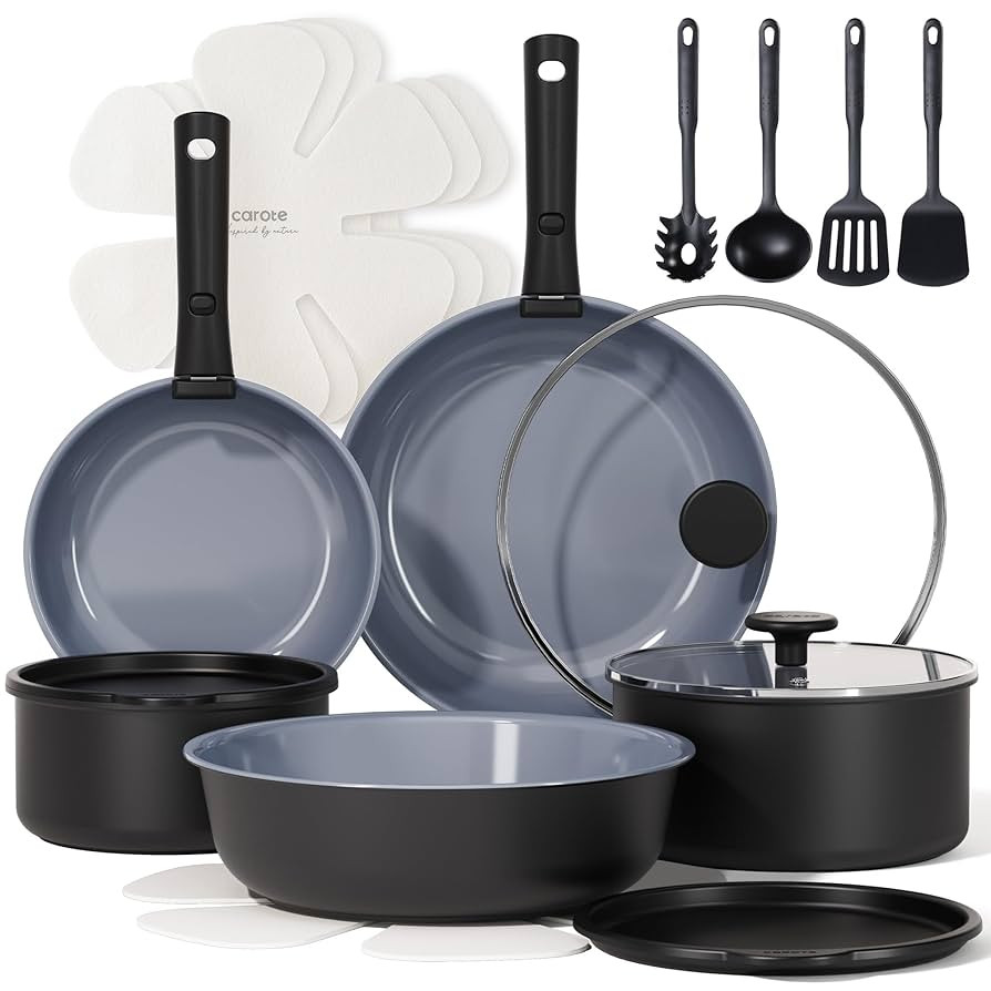 CAROTE 19PCS Ceramic Cookware Sets, Pots and Pans Set Non Stick Non Toxic, Induction Cookware, Ki... | Amazon (US)