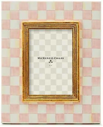 MACKENZIE-CHILDS Enamel Frame, Cute Rectangular Family Picture Frame, Pink-and-White Rosy Check, ... | Amazon (US)