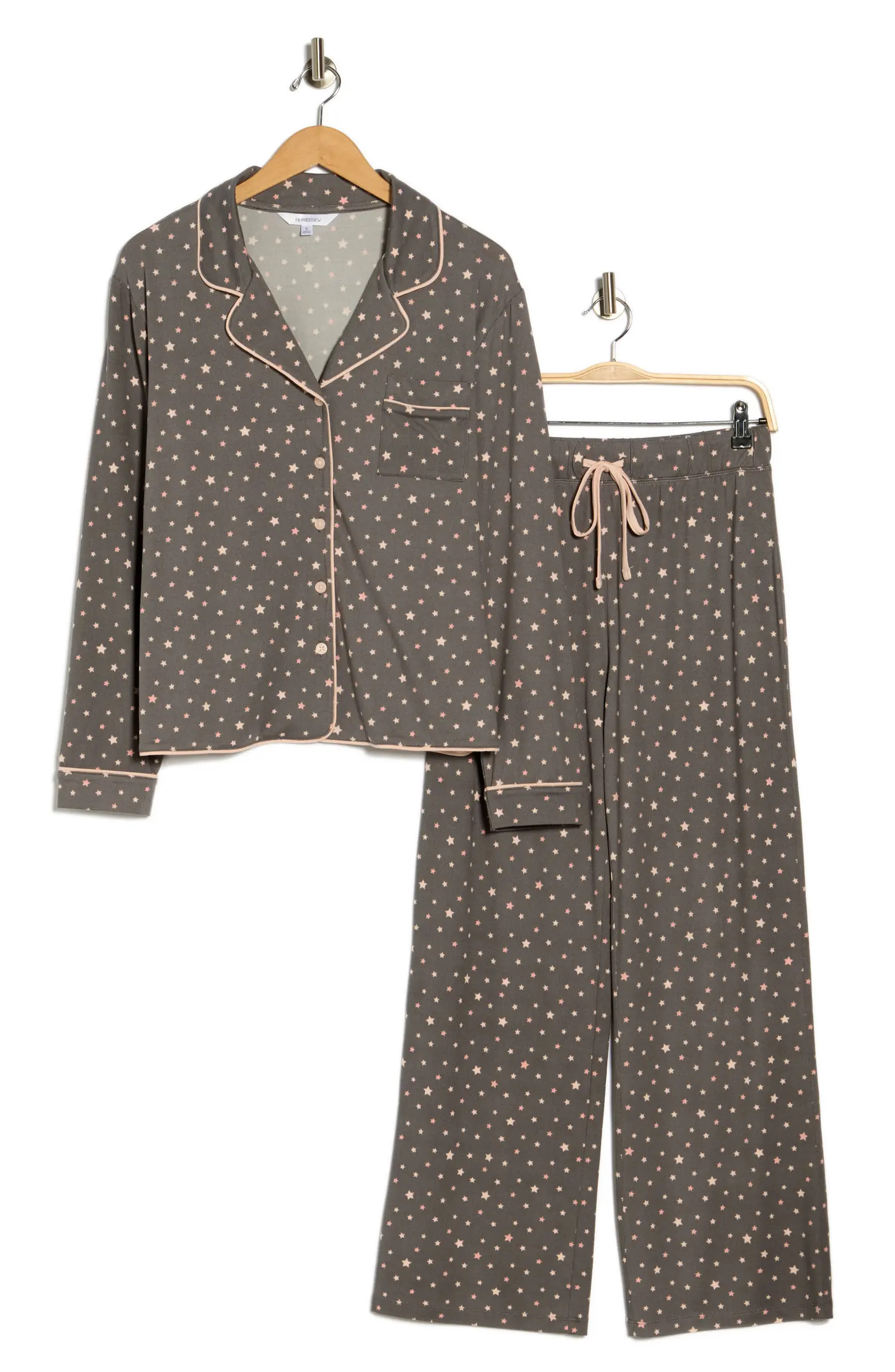 Quiet Night Long Sleeve Button-Up Top & Pants Pajamas | Nordstrom Rack