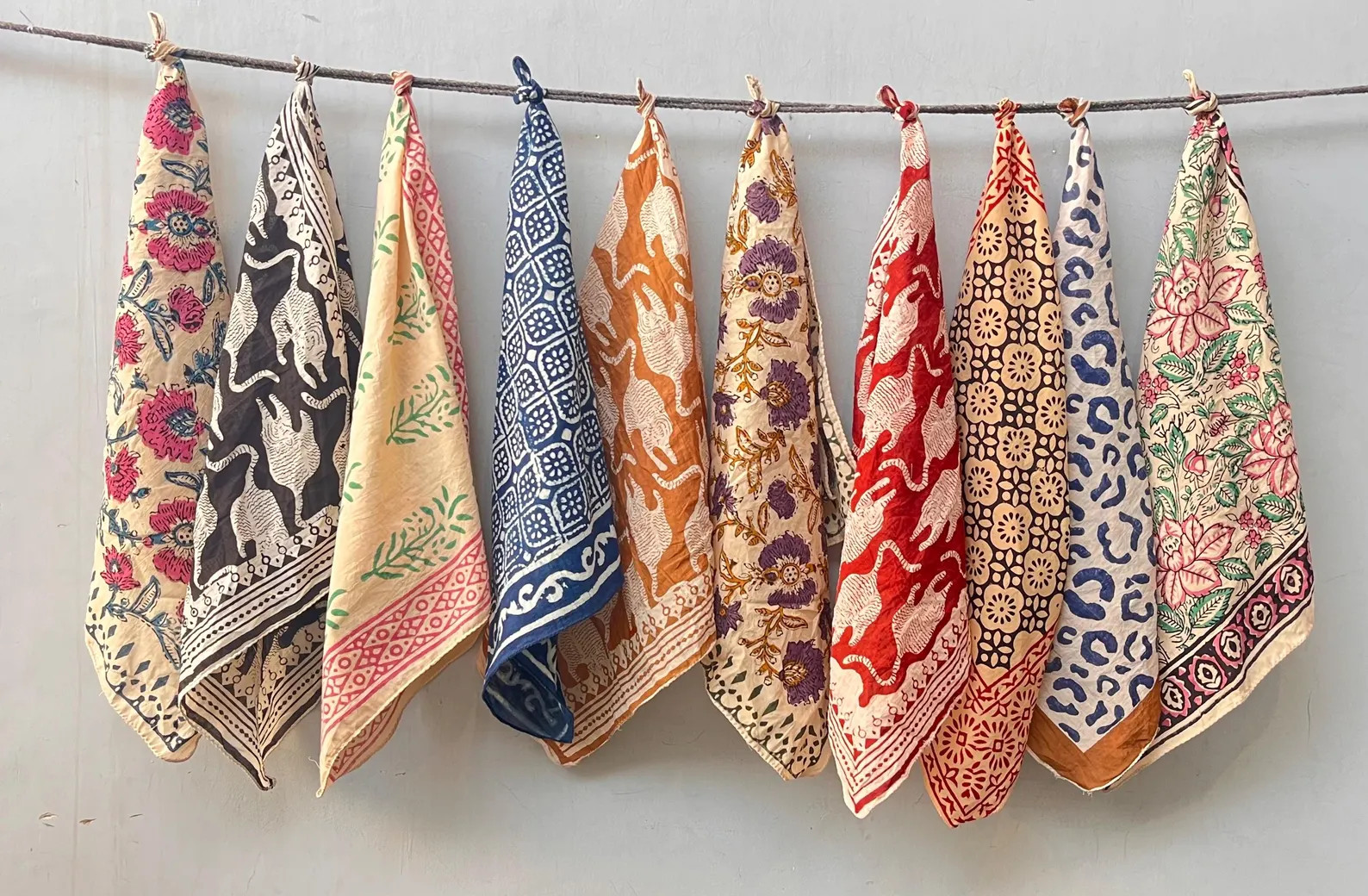 Set of 10  Hand printed bandana,Neckkerchief,Handkerchief,Necktie made with natural colours gift ... | Etsy (Global)