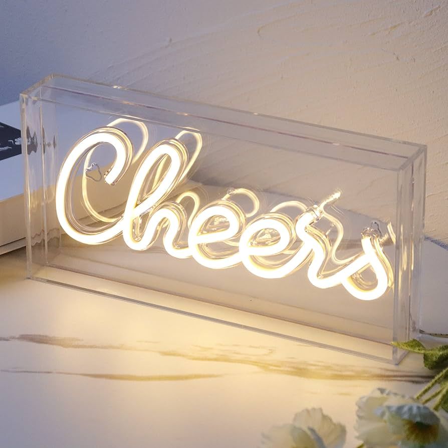 USB LED Desk Lightbox Cheers Sign 3D Neon Light up Sign for Bar,Wall Décor Party Light Accessori... | Amazon (US)