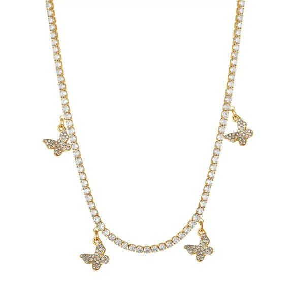Jessica Simpson Women's Glass Stone Butterfly Dangle Necklace | Walmart (US)