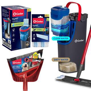 H2prO Microfiber Flat Mop System, H2prO 15in. Flat Mop Head (2-Pack), PowerCorner Pet Pro Broom with Step-On Dust Pan | The Home Depot