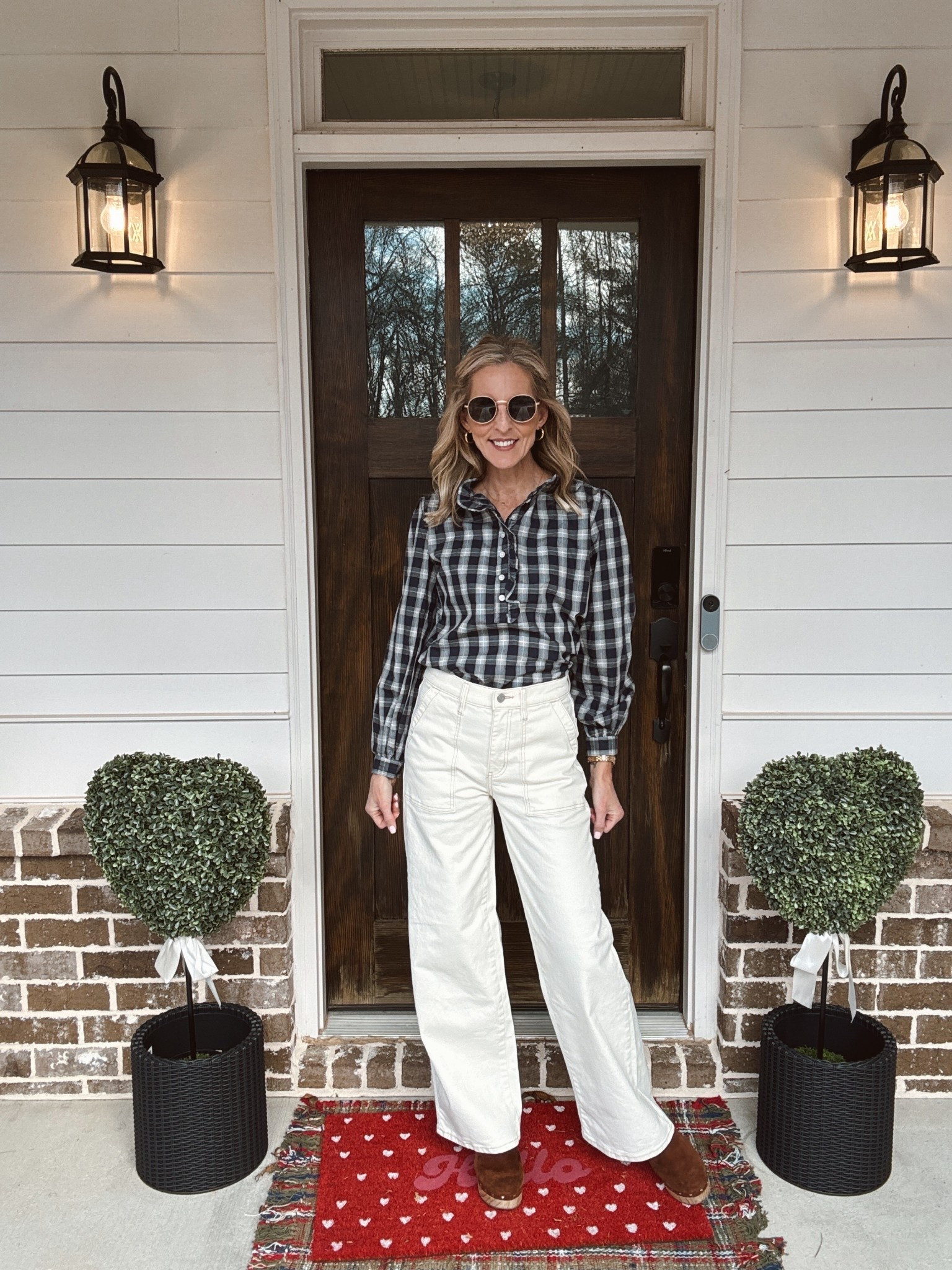 Looks so much like Jcrew but it’s Walmart. A classic goes girly with these ruffles. Looks so polished with your favorite denim or pants. Wearing size small comes in three colors!!!  (Grab it in white) 

#LTKmomlife #LTKOver40 #LTKgrwm