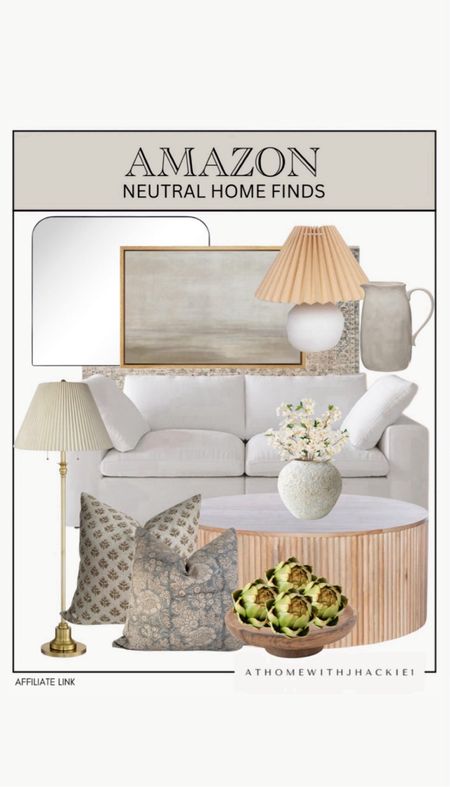 Amazon neutral finds, accent chairs, console table, neutral couch, framed art, abstract, spring throw pillows, throw blankets, organic modern decor, ceramic vase. 

#LTKHome #LTKStyleTip