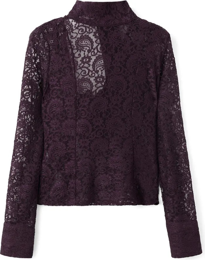 MANGO Mock Neck Lace Top | Nordstrom | Nordstrom