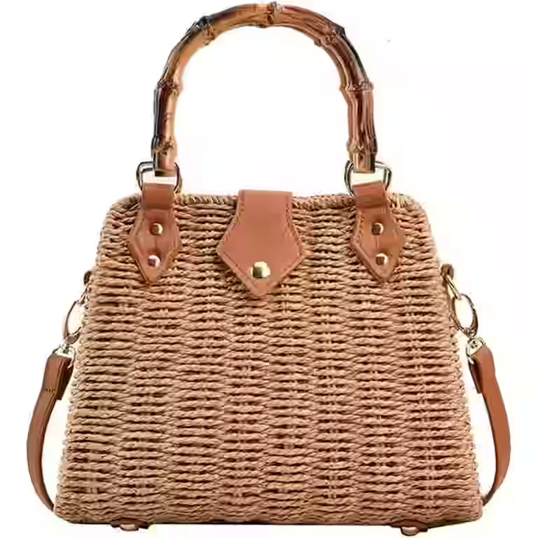 esunarty Women’s Summer Handwoven Straw Bag Top-Handle Purse & Crossbody Clutch, Khaki | Walmart (US)