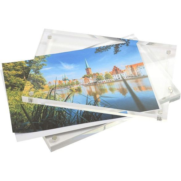 2-Pack Magnetic Acrylic Plastic Picture Photo Frames Holder 4x6 Crystal Clear for Tabletop Deskto... | Target