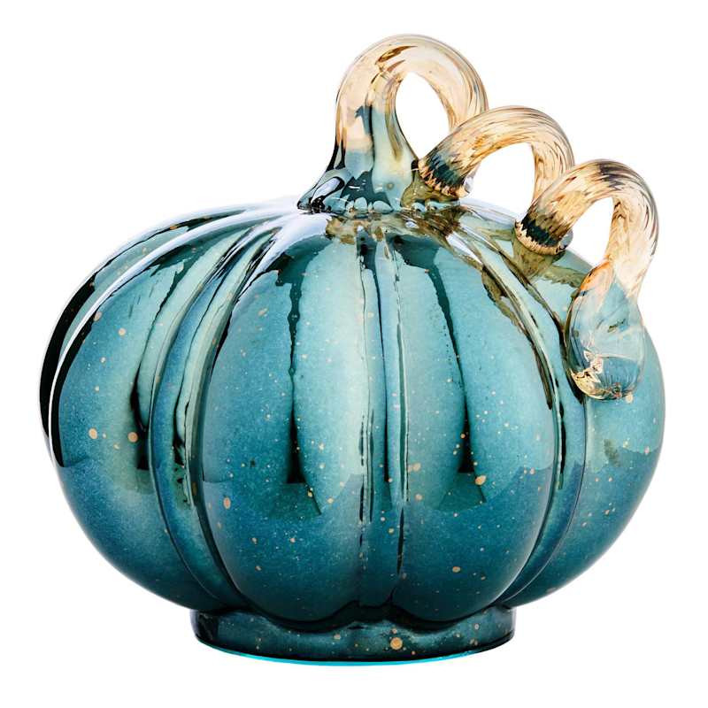 Blue & Green Glass Pumpkin, 4", sold by At Home | At Home
