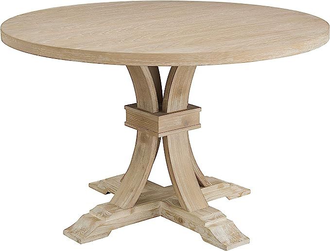 Roundhill Furniture Siena Round Pedestal Dining Table, White-Washed Finished | Amazon (US)