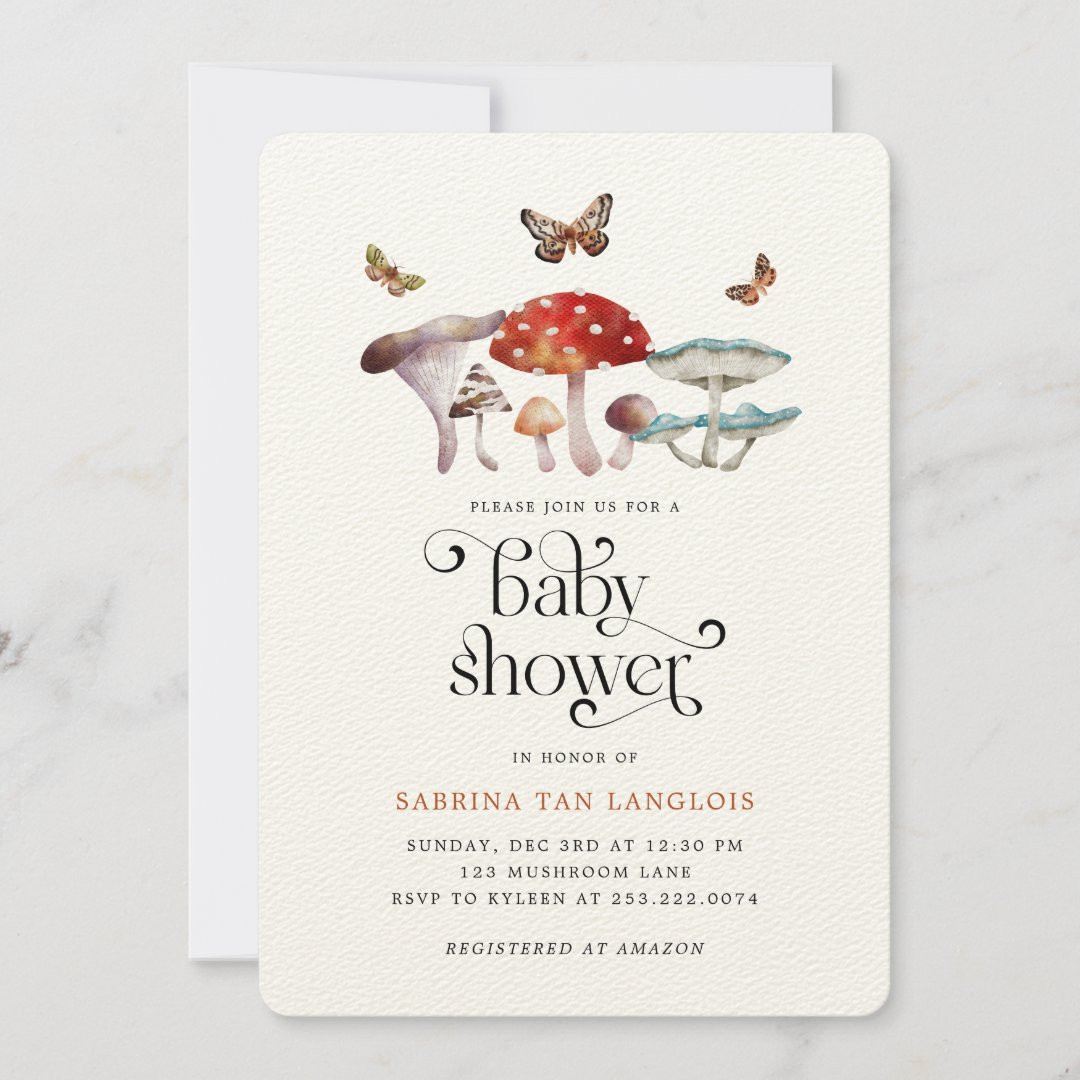 Rustic Woodland Mushroom Baby Shower Invitation | Zazzle | Zazzle