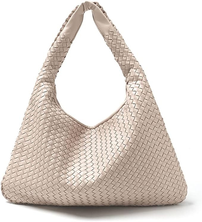 Amazon.com: Women's Leather Woven Tote Handbag,Handmade Large Capacity Shoulder Bags Travel Bag S... | Amazon (US)