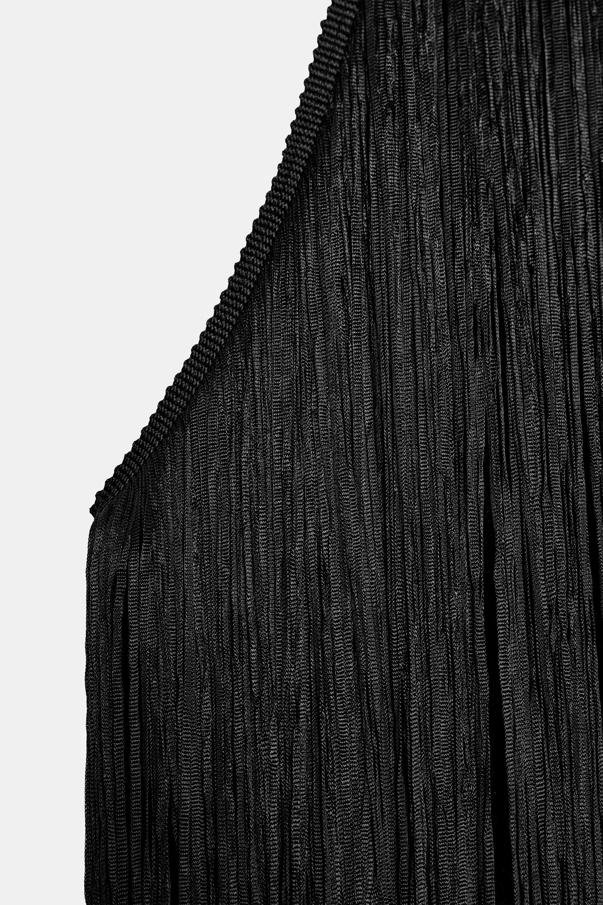 FRINGED VELVET HALTER TOP | Zara US
