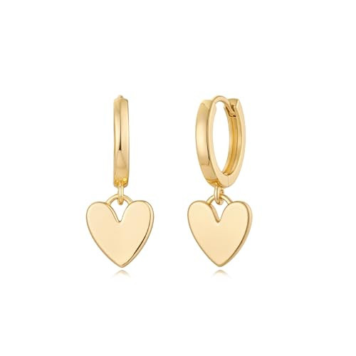 MYEARS Women Heart Earrings Gold Huggie Hoop Dangle Drop 14K Gold Plated Small Simple Hypoallergenic Everyday Jewelry | Amazon (US)