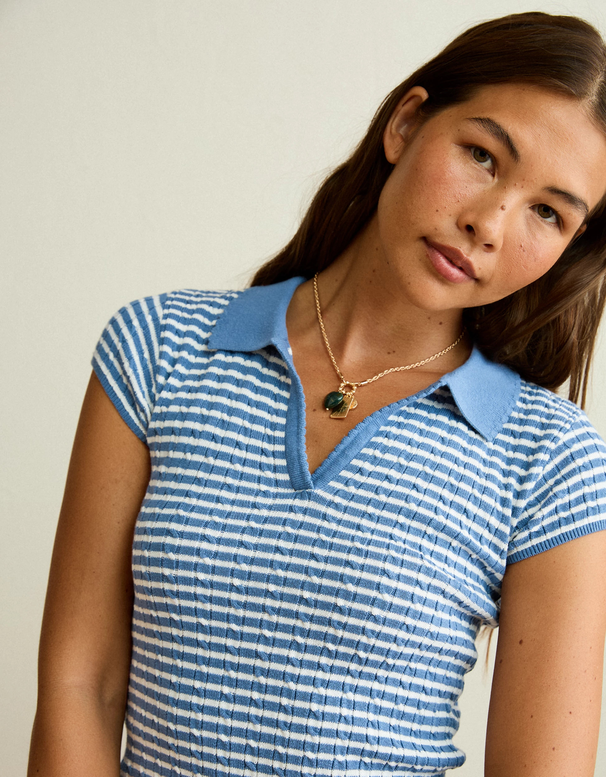 AE V-Neck Cable Knit Sweater Polo | American Eagle Outfitters (US & CA)