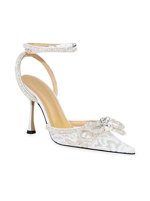 Double-Bow Lace Embellished High-Heel Pumps | Saks Fifth Avenue