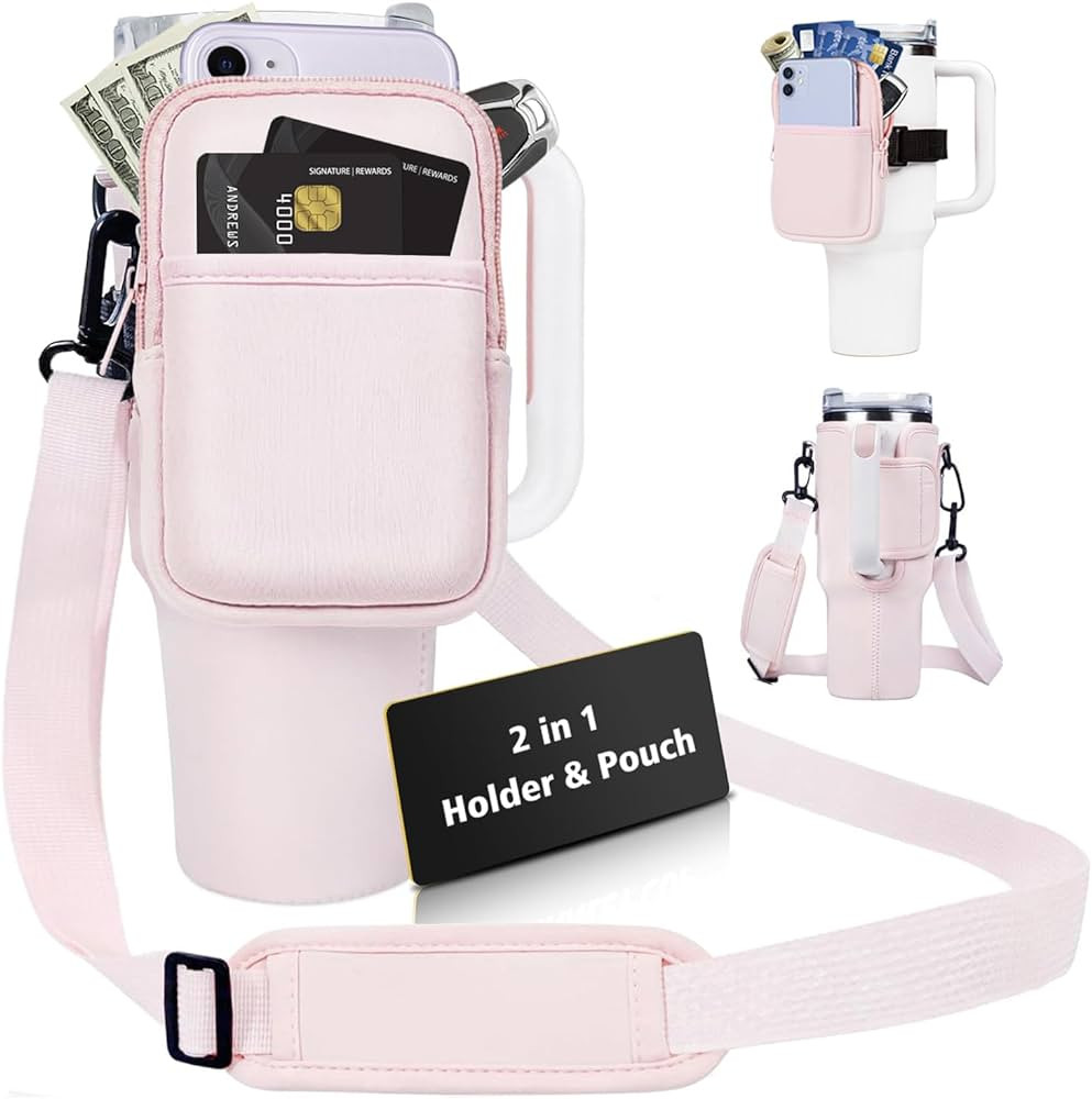 Water Bottle Carrier Bag with Pouch Pocket for Stanley 40 Oz Tumbler with Handle, Neoprene Water ... | Amazon (US)