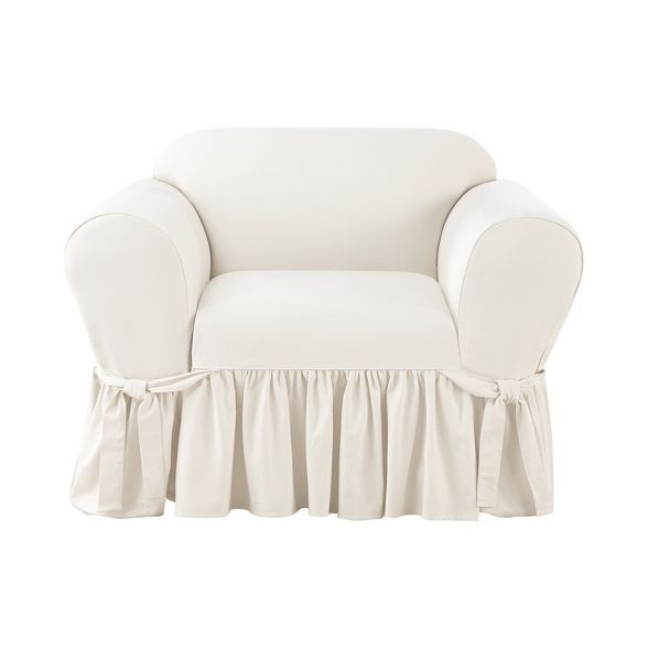 Essential Twill Ruffle Chair Slipcover White - Sure Fit | Target