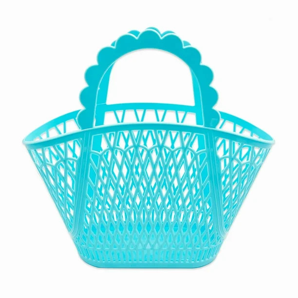 Packed Party 'Bunny Business' Blue Easter Basket Tote, Plastic with Scalloped Handle - Walmart.co... | Walmart (US)