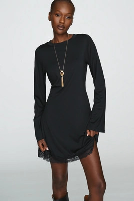 Knit Lace-Trim Mini Dress | Anthropologie (US)
