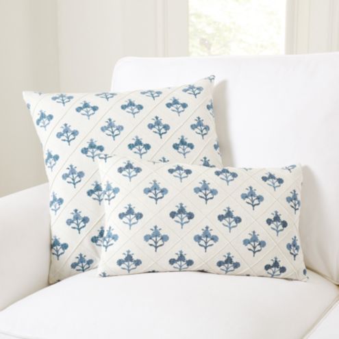Borbela Floral Pintuck Throw Pillow Cover with Hidden Zipper & Down Insert | Ballard Designs, Inc.