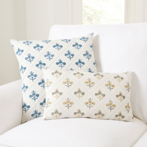 Borbela Floral Pintuck Throw Pillow Cover with Hidden Zipper & Down Insert | Ballard Designs, Inc.
