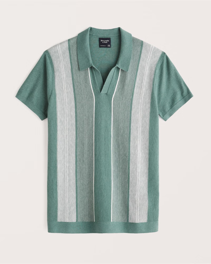 Cotton-Silk Johnny Collar Knit Polo | Abercrombie & Fitch (US)