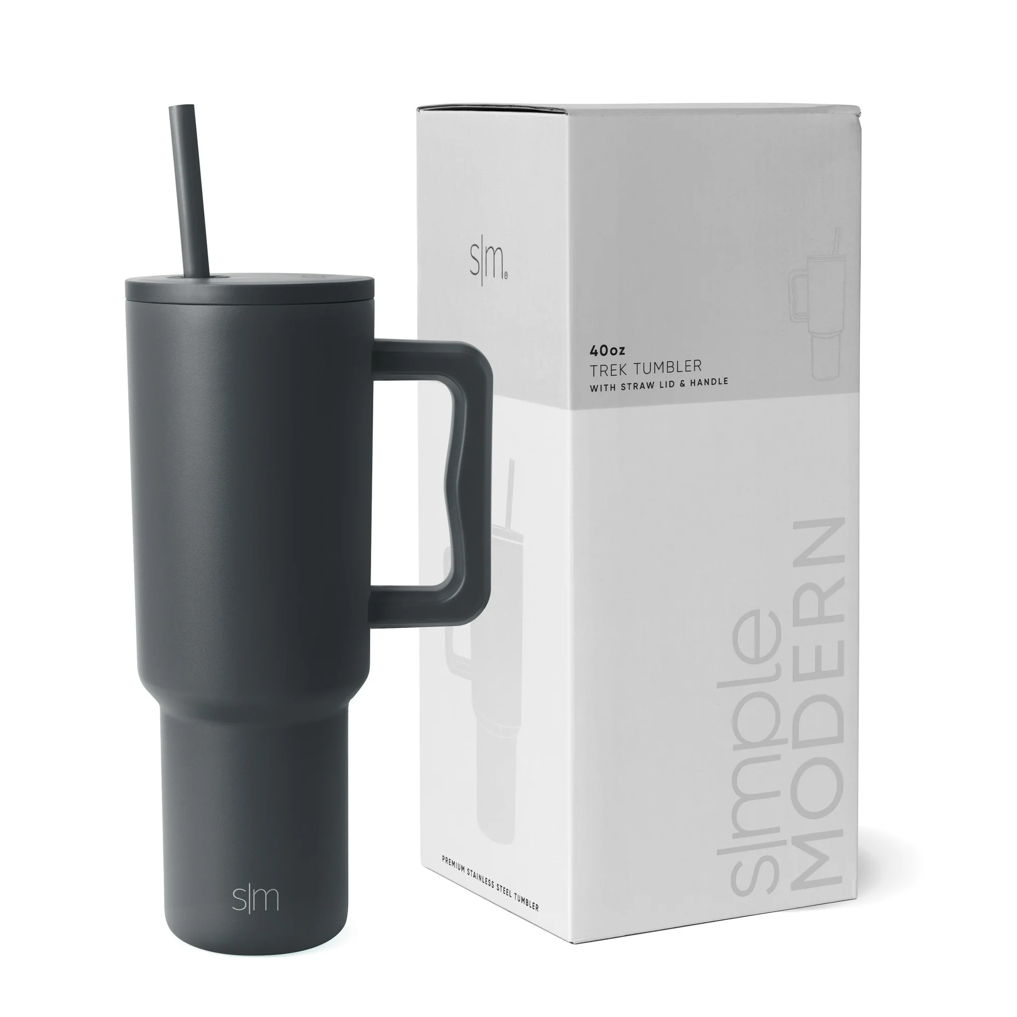 Simple Modern 40 fl oz Insulated Stainless Steel Trek Tumbler with Straw Lid | Graphite | Walmart (US)
