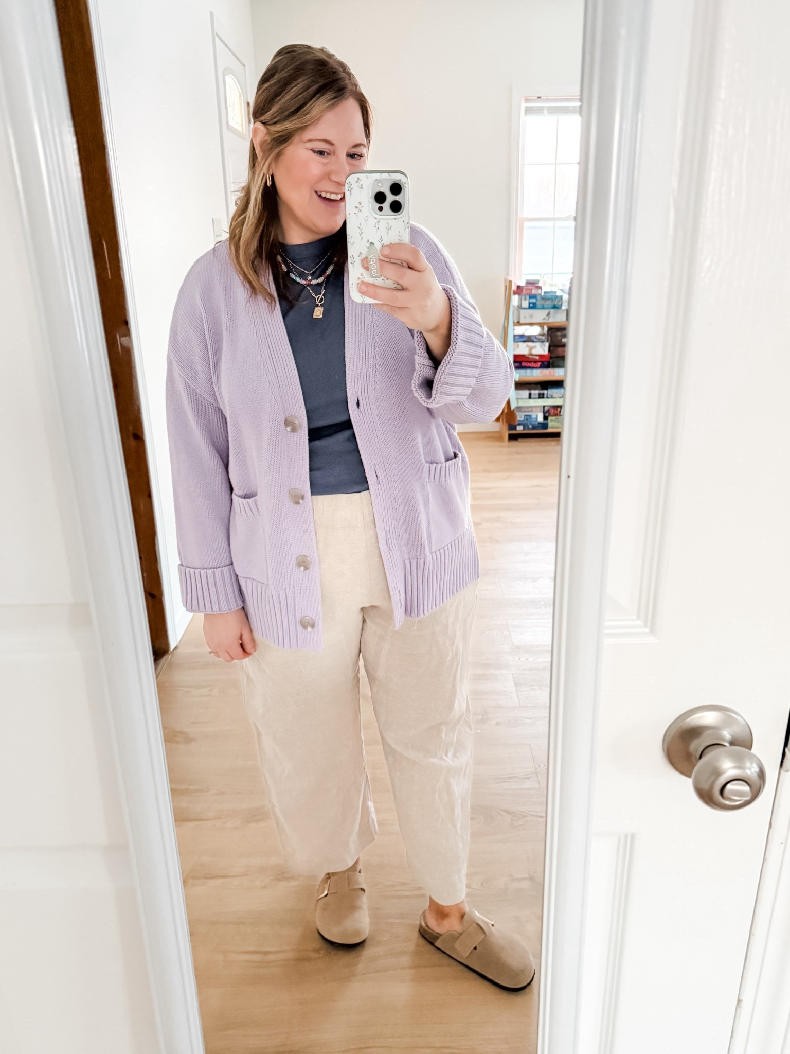 Teacher outfit! Wearing an XL in my linen pants - perfect for petites! Sweater is almost sold out so also linked similar.  Same with tee! 

#LTKWorkwear #LTKMidsize #LTKSeasonal