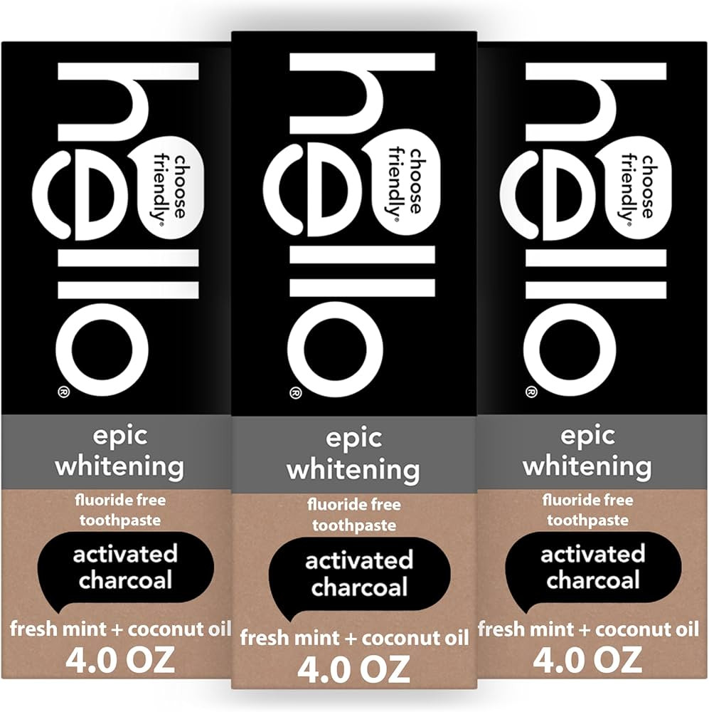 hello Epic Whitening Charcoal Fluoride Free Toothpaste, Activated Charcoal Toothpaste with Coconu... | Amazon (US)