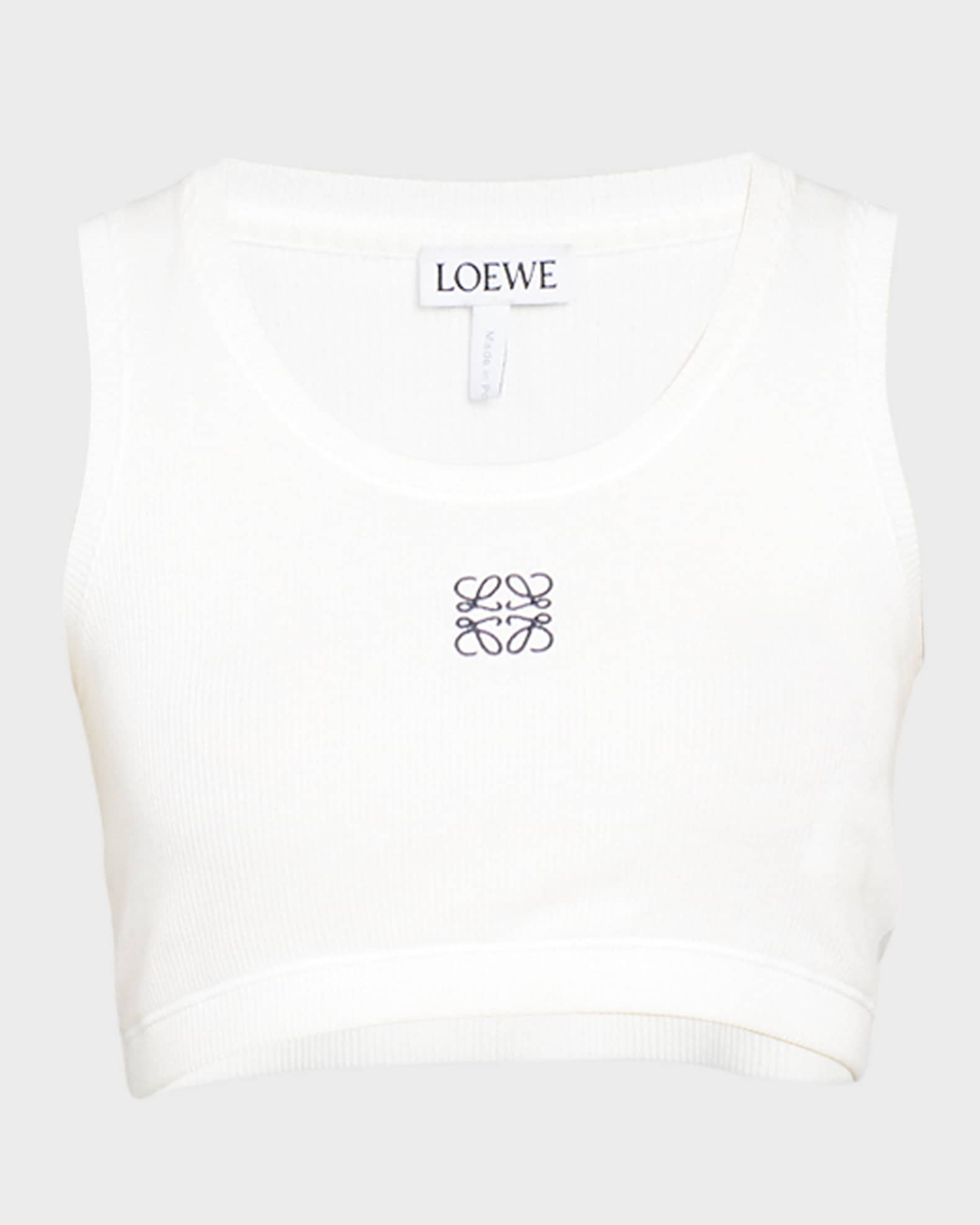 Loewe Anagram Logo Ribbed Crop Top | Neiman Marcus
