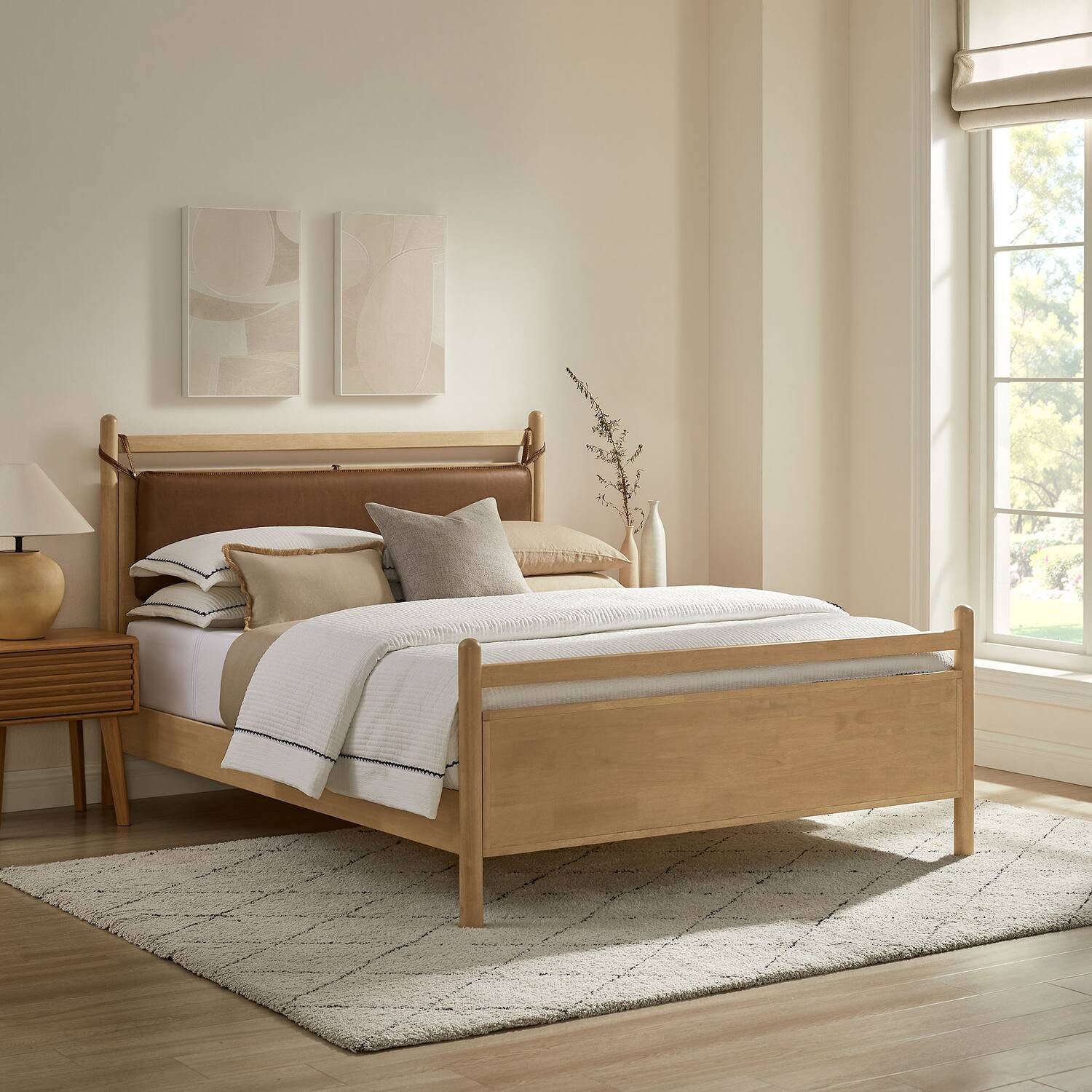 Leni Wood Platform Bed Frame by Modway - Light Oak Canyon | Best Buy U.S.