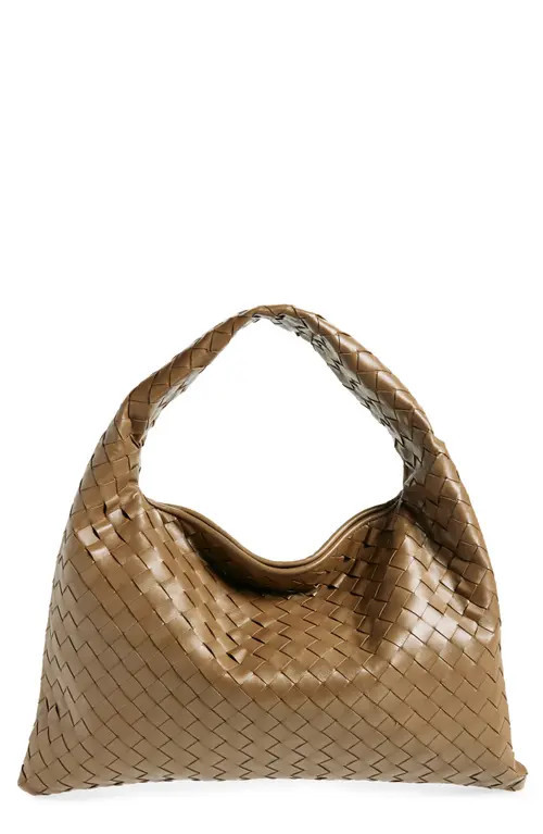 Bottega Veneta Small Hop Intrecciato Leather Hobo Bag in 2360 Pinecone-M Brass at Nordstrom | Nordstrom