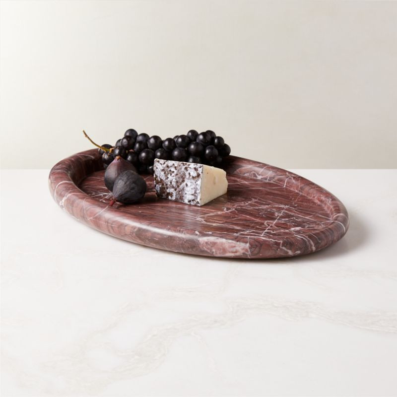 Pave Oval Red Marble Serving Tray + Reviews | CB2 | CB2