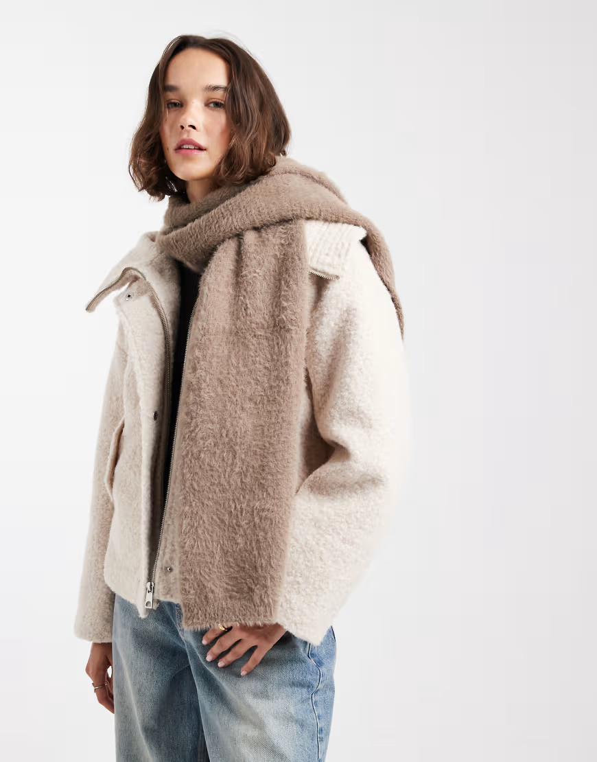 Vero Moda super soft fluffy scarf in fossil beige-Neutral | ASOS (Global)