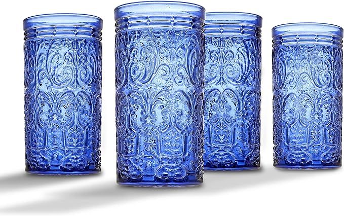 Godinger Jax Highball Beverage Glass Cup Blue – Set of 4 | Amazon (US)