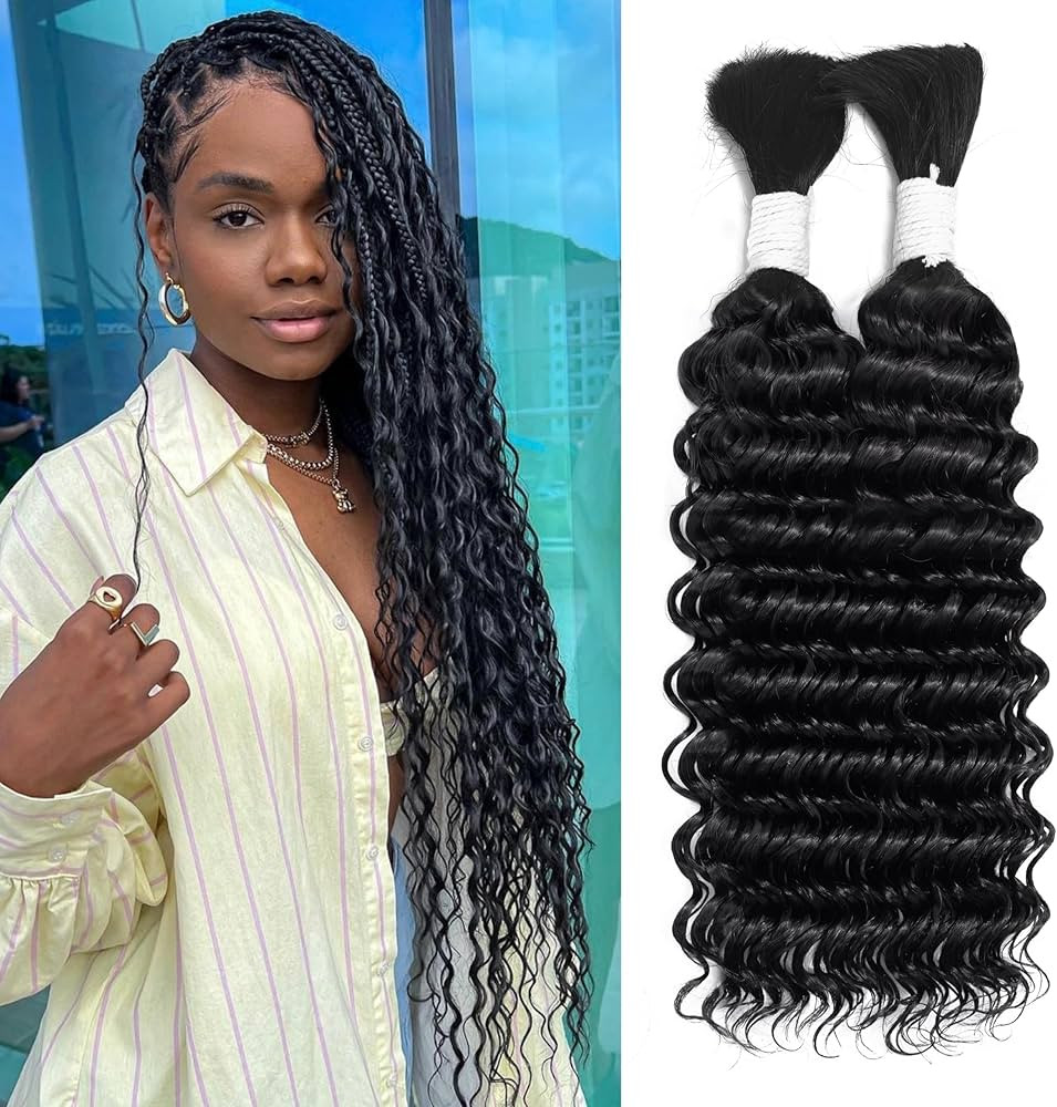 Deep Wave Bulk Human Hair Braiding Hair 100 percent Human Hair Unprocessed Brazilian Virgin Hair ... | Amazon (US)