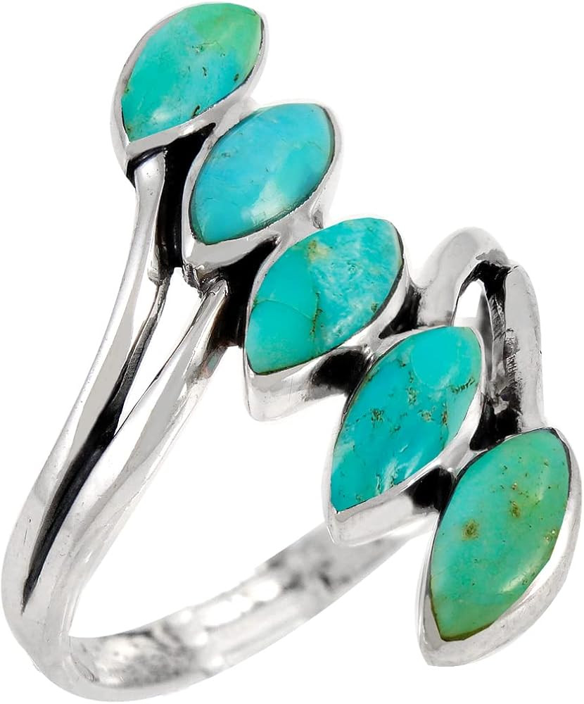 Sterling Silver Ring Genuine Turquoise & Gemstones | Amazon (US)