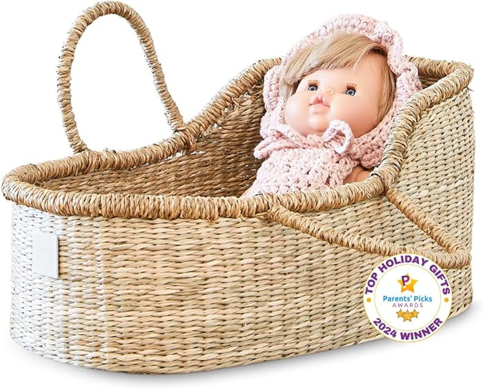 BEBE BASK Premium Baby Doll Bassinet - Handcrafted & Award-Winning Seagrass Moses Basket - Doll C... | Amazon (US)