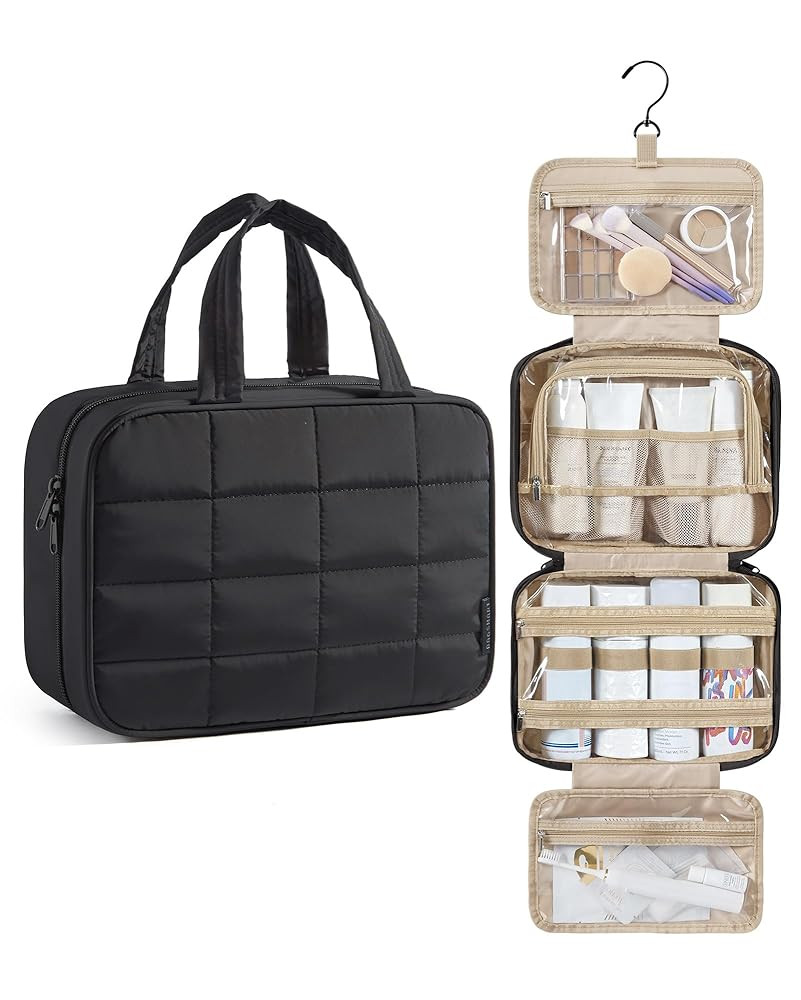 BAGSMART Travel Toiletry Bag for Womne, Hanging Travel Bag for Toiletries, Puffy Makeup Cosmetic ... | Amazon (US)